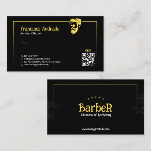 Cartão de Visita de Barbeiro Sênior Estilista Blac