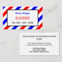 Cartão de visita de Barber de Stripes Vermelhas Br