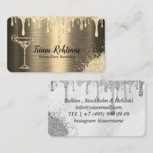 Cartão de Visita de Barman de Festa Privada Gold
