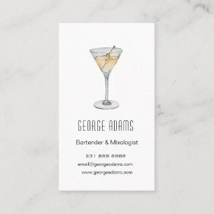 Cartão de Visita de Barman de Martini Moderno