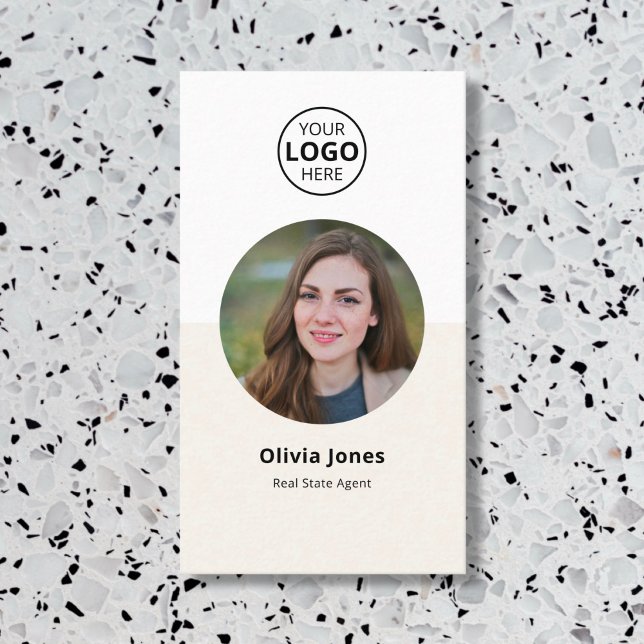 Cartão de visita de Beige de Código QR do Realtor  (Criador carregado)