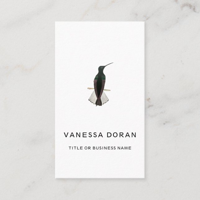 Cartão de visita de Beija-Pássaro Negro e Branco (Frente)