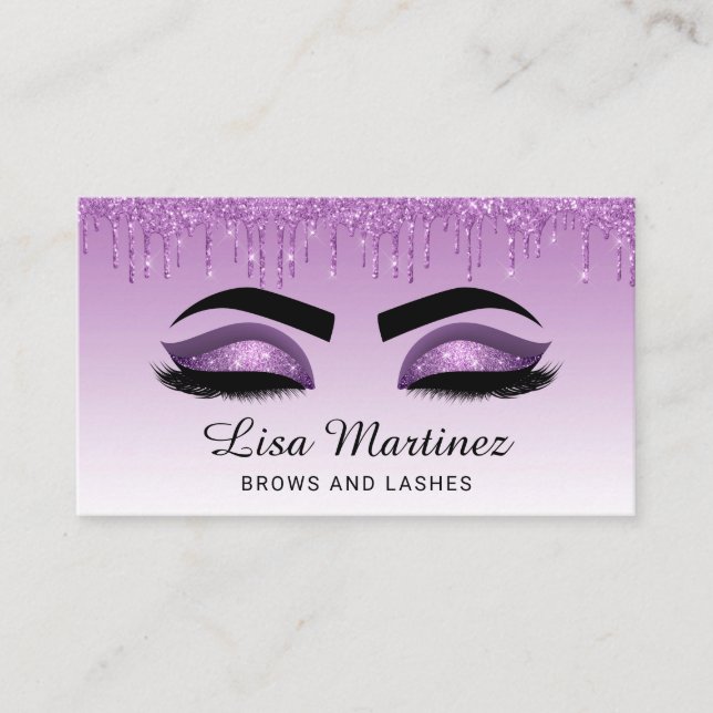 Cartão de visita de Bela Boca Lash com Lash Roxo (Frente)