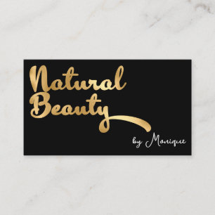 Cartão de visita de Beleza Natural Dourada Preta e