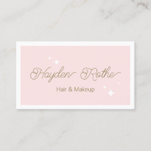 Cartão de visita de Beleza Rosa com Script Retro B