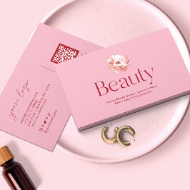 Cartão de Visita de Beleza Salão Rosa Corado