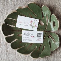 Cartão de Visita de Bem-Estar Floral Código QR Saú