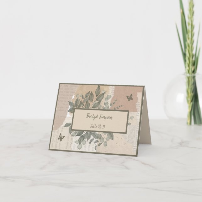 cartão de visita de boho chic greenery (Frente)