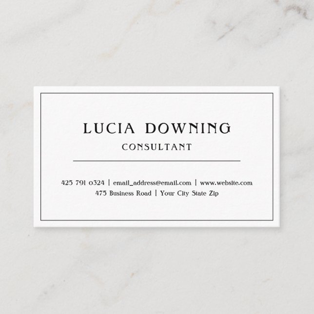 Cartão de visita de borda branca e preta simples (Frente)