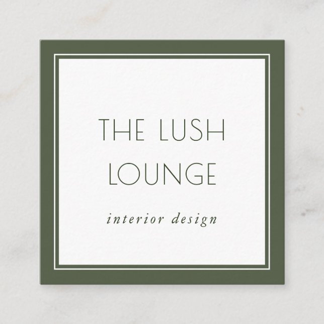 Cartão de visita de borda de quadro verde mínima e (Frente)