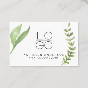 Cartão de visita de Botânica de Aquarela com Có