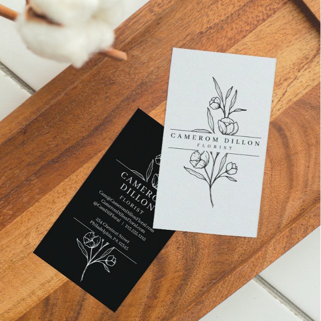 Cartão de visita de Botânica Florista Desenhada à  (Criador carregado)