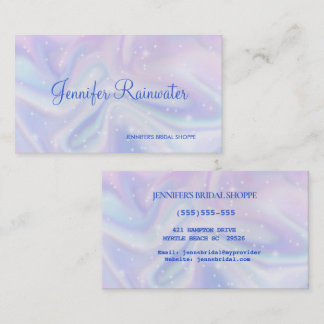 Cartão de visita de brilho azul-roxo Holográfico