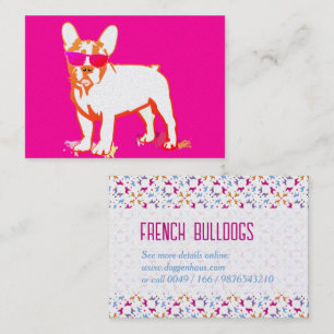 Cartão de Visita de Bulldog Francês com Óculos de 