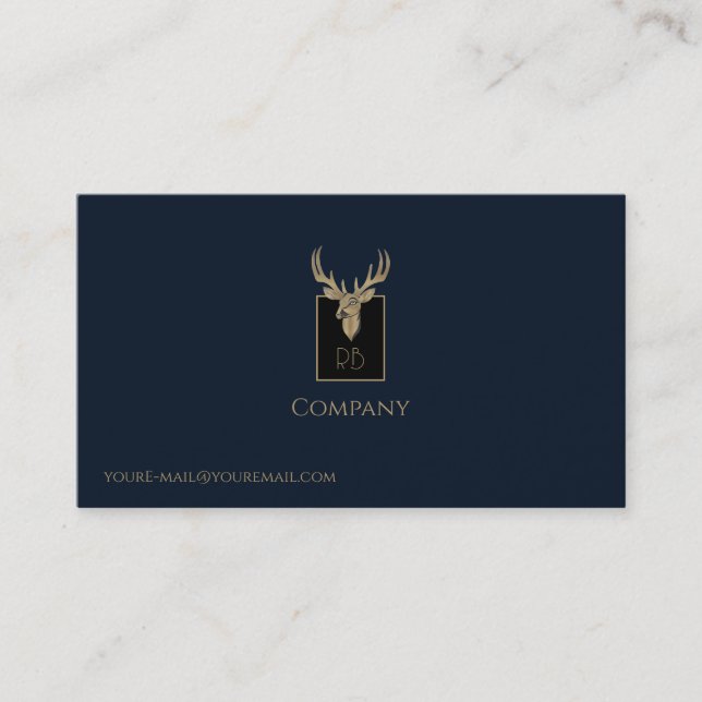 Cartão de visita de cabeça de veado Dourado (Frente)
