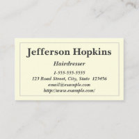 Cartão de visita de cabeleireiro limpo e básico