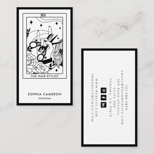 Cartão de Visita de Cabeleireiro Tarot (Frente/Verso)
