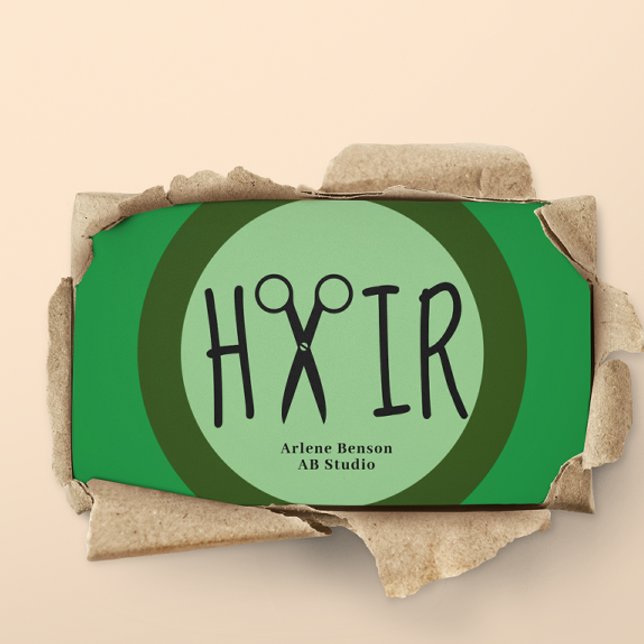 Cartão de visita de cabeleireiros verdes (Criador carregado)