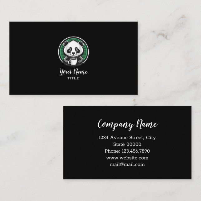 cartão de visita de café de urso panda (Frente/Verso)