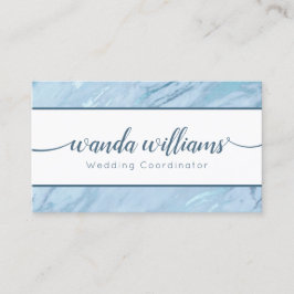 Cartão de visita de caligrafia manuscrita azul Eme