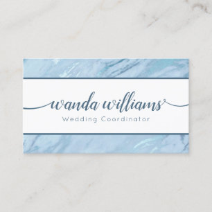 Cartão de visita de caligrafia manuscrita azul Eme