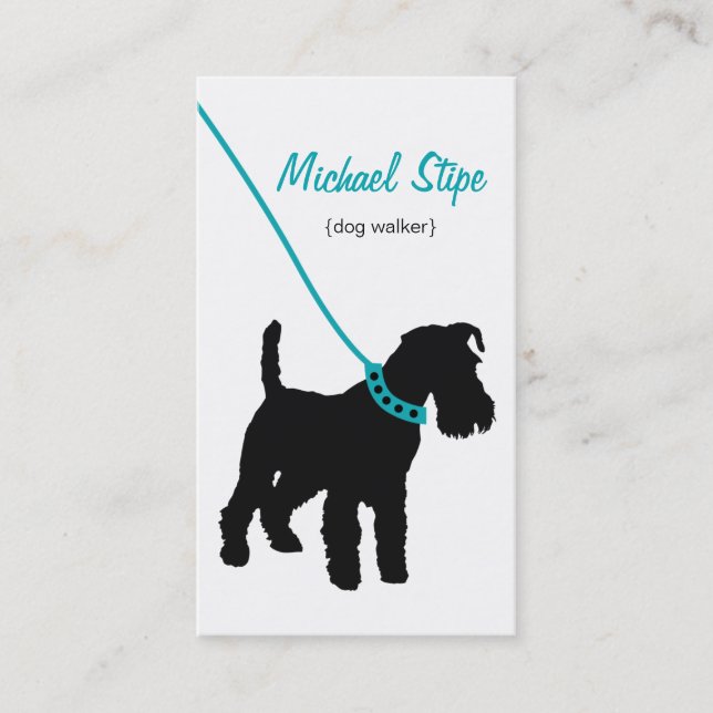 Cartão de visita de Cão Walker (teal) (Frente)