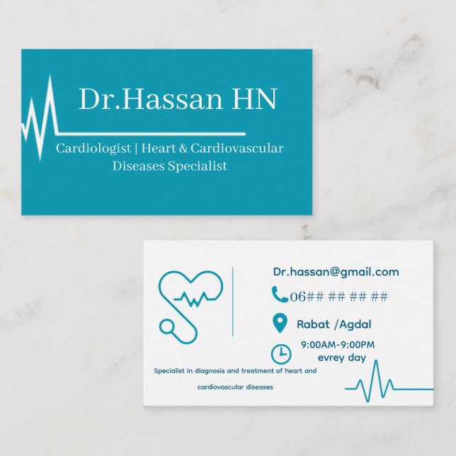 Cartão de Visita de Cardiologista (Frente/Verso)