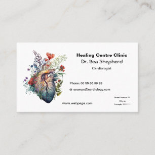Cartão de visita de cardiologista com anatomia do