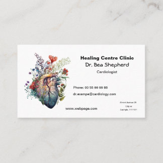 Cartão de visita de cardiologista com anatomia do