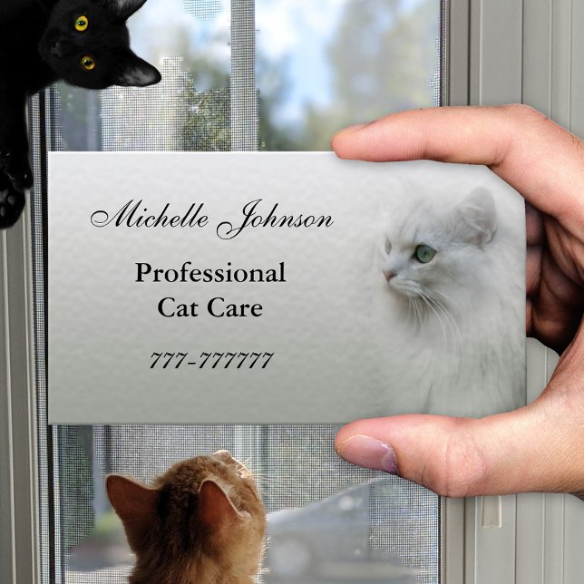 Cartão de visita de Cat Care (Business card for someone taking care of cats as a professional)
