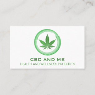 Cartão de visita de CBD Branco Moderno Folha Bran