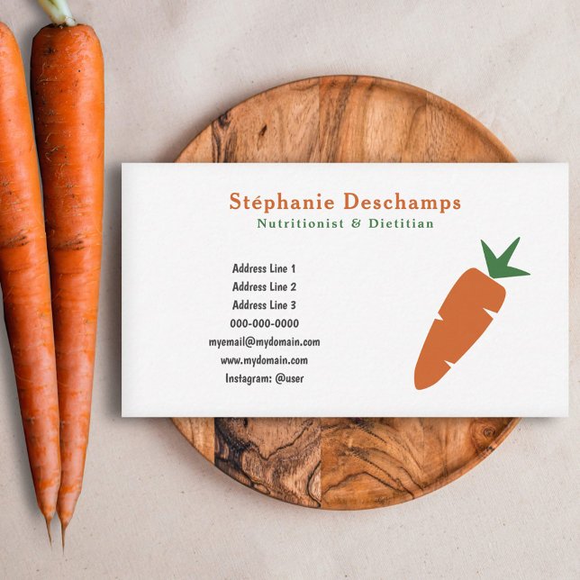 Cartão de visita de Cenoura Nutricionista e Dietit (Nutritionist & Dietitian Carrot Business Card)
