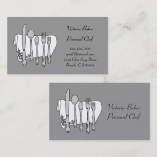 Cartão de visita de Chef de Cinza Preto Personaliz