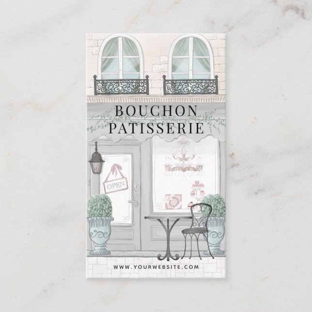 Cartão de visita de Cinza de café Patisserie da Ba (Frente)
