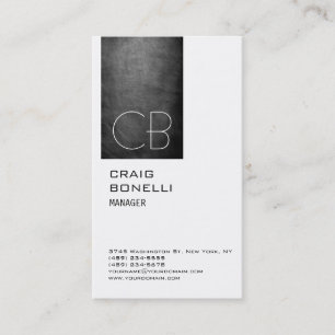 Cartão de visita de Cinza de quadro branco monogra