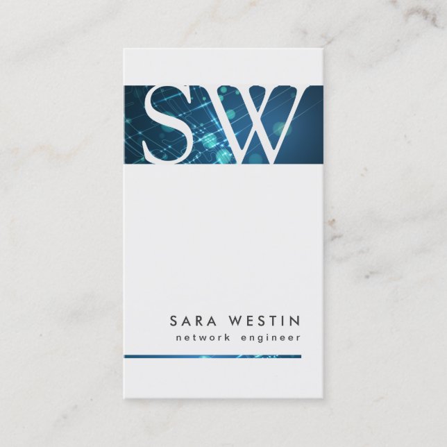 Cartão de visita de Circuitos de Monograma de Enge (Frente)