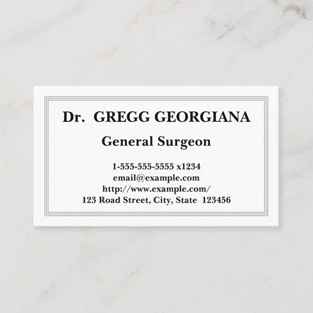 Cartão de visita de cirurgião geral simples (Frente)
