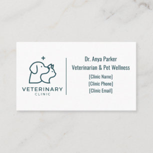 Cartão de Visita de Clínica Veterinária Minimalist