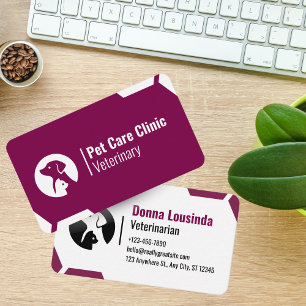 Cartão de Visita de Clínica Veterinária Roxo Moder