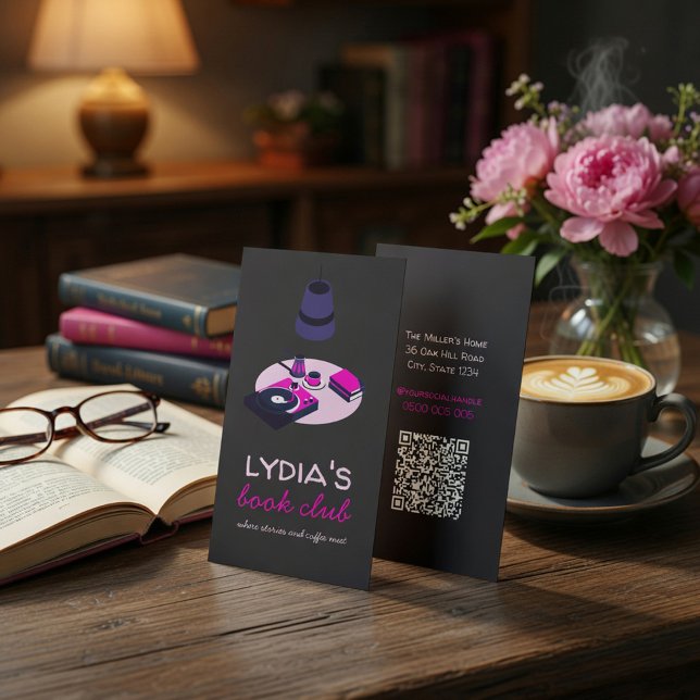 Cartão de Visita de Clube do Livro com Código QR (Criador carregado)