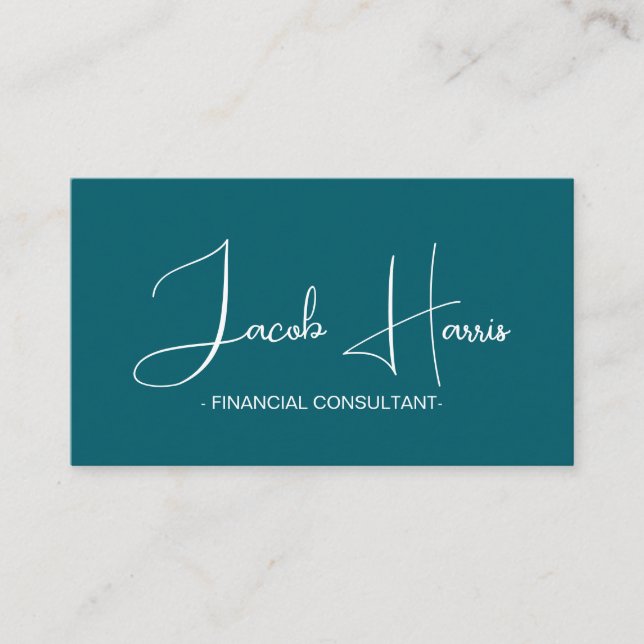 Cartão de visita de código de QR verde azul mínimo (Frente)