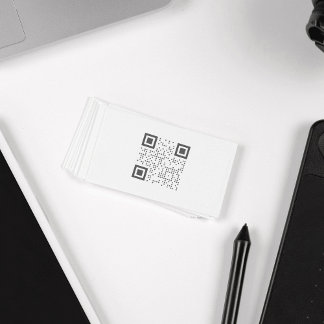 Cartão de visita de código QR branco mínimo