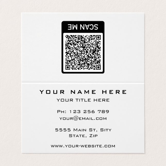 Cartão de visita de código QR com suas cores e fon (Exterior Desdobrado)