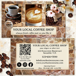Cartão de visita de código QR de foto de café