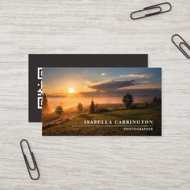 Cartão de visita de Código QR de Foto Mínimo (Frente/Verso In Situ)