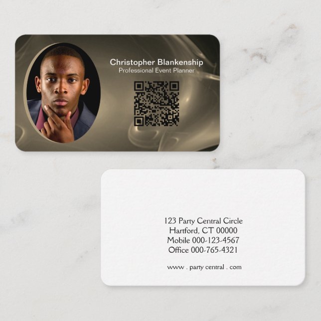 Cartão de visita de Código QR de Foto Profissional (Frente/Verso)
