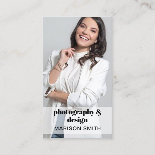 Cartão de visita de Código QR de Foto Profissional (Frente)