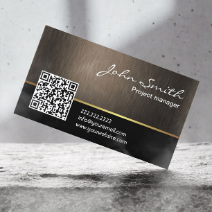 Cartão de visita de Código QR de Madeira Escura 