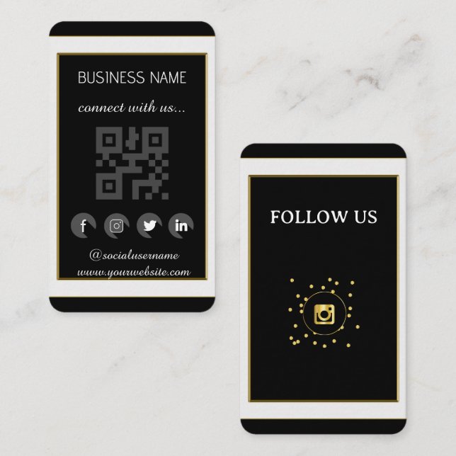 - Cartão de visita de Código QR de Mídia Social (Frente/Verso)