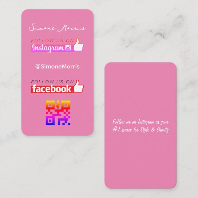 Cartão de visita de Código QR de Mídia Social (Frente/Verso)